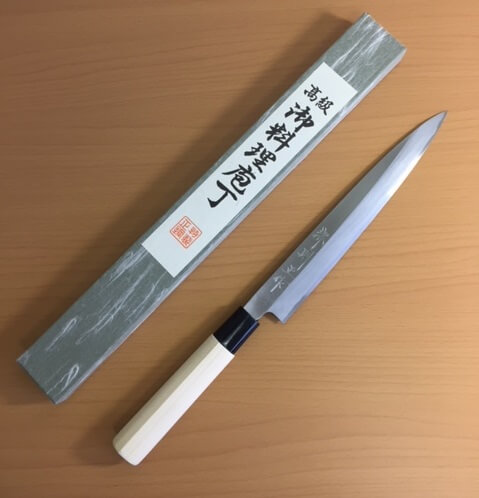 yanagiba5 box and knife of Sakai Norimasa