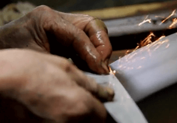 grinding in japanese knife making process