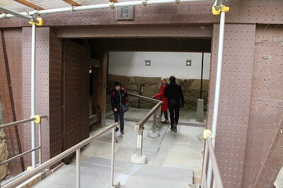 an entrance gate to the main building of Himeji Castle