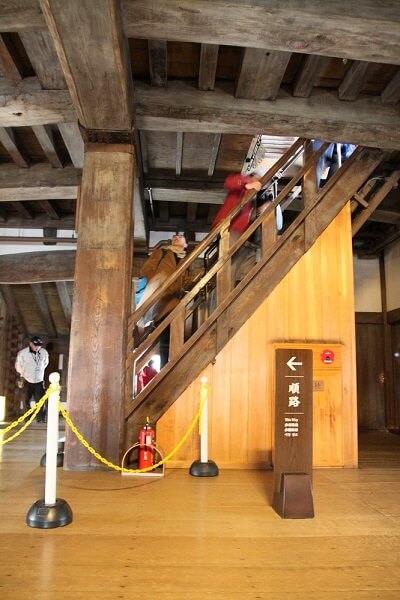 steep stairs inside Himeji Castle