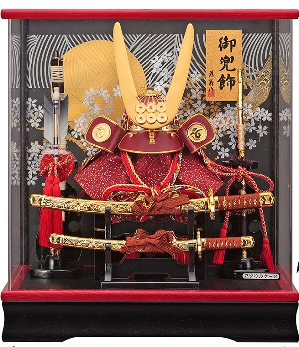 135-746-2 samurai helmet for sale, Yukimura Sanada model, in case view