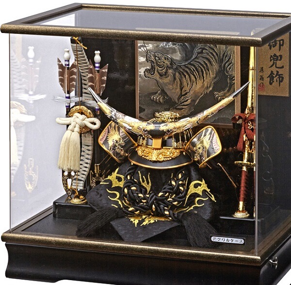 165-701-2 samurai helmet for sale, Masamune Date - Shoryu model, in case view