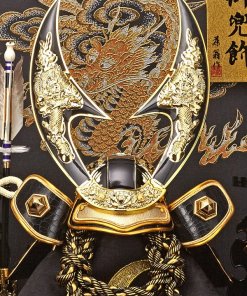 samurai helmet for sale, falcon gold model, detailed front view