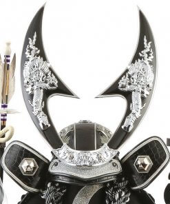 samurai helmet for sale, falcon silver model, detailed front view