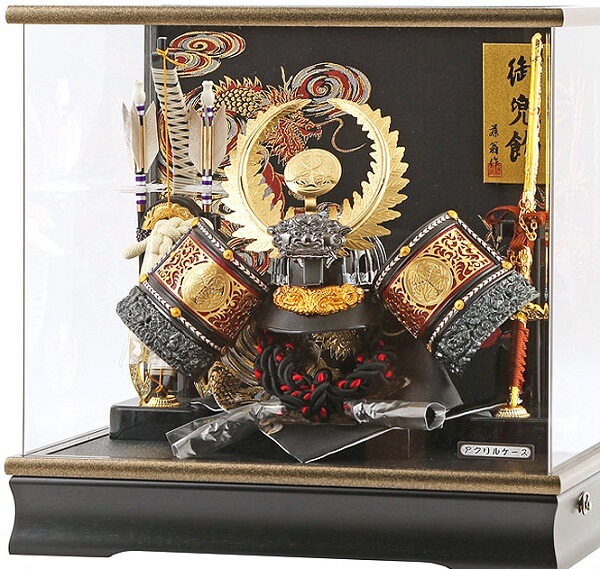 175-708-2 samurai helmet for sale, Ieyasu Tokugawa - Sekiryu model, in case view