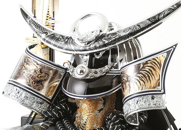 175-760-6 Samurai helmet for sale, Kenshin Uesugi - Kurama model, details from left front view