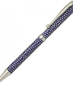 Handmade Ballpoint Pen made in Japan, Mino Washi Japanese paper series, premier quality, Komon pattern Blue