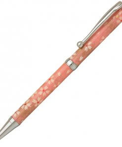 Handmade Ballpoint Pen made in Japan, Mino Washi Japanese paper series, premier quality, Sakura pattern red