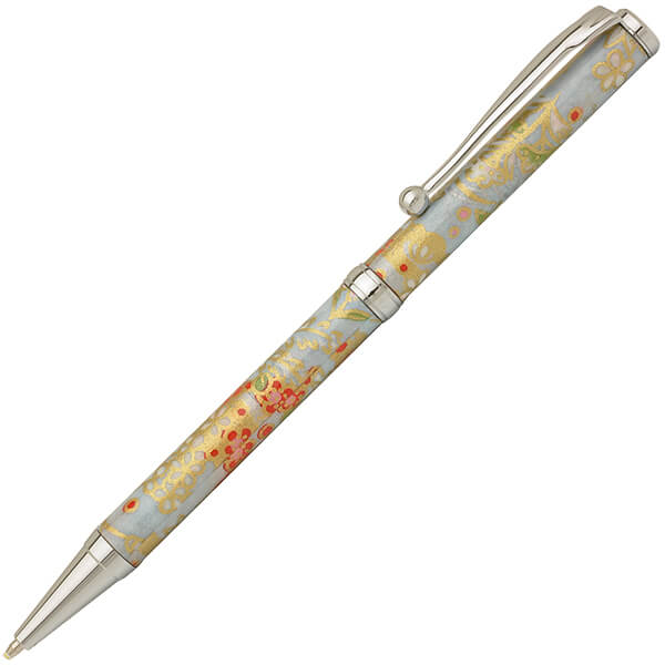 FST-PMW1554-BL-1 Handmade Ballpoint Pen made in Japan, Mino Washi Japanese paper series, premier quality, Kinpaku pattern blue