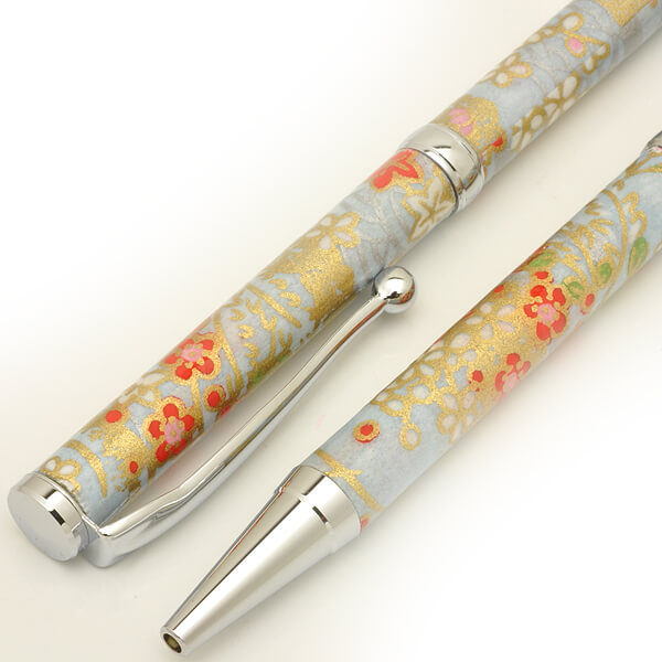 FST-PMW1554-BL-2 Handmade Ballpoint Pen made in Japan, Mino Washi Japanese paper series, premier quality, Kinpaku pattern blue, details