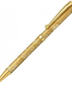 Handmade Ballpoint Pen made in Japan, Mino Washi Japanese paper series, premier quality, Sakura pattern gold