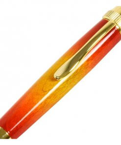 Handmade Ballpoint Pen made in Japan, Sunburst Painted Wood Pen Series, Maple, details of pen body