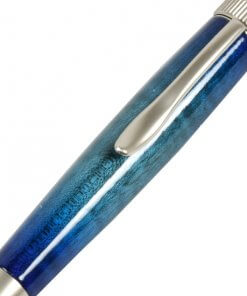 Handmade Ballpoint Pen made in Japan, Sunburst Painted Wood Pen Series, Type-P Candy colors, Curly Maple - Blue, details of pen body