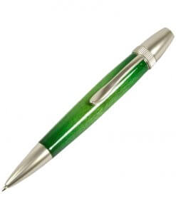 Handmade Ballpoint Pen made in Japan, Sunburst Painted Wood Pen Series, Type-P Candy colors, Curly Maple - Green