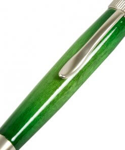 Handmade Ballpoint Pen made in Japan, Sunburst Painted Wood Pen Series, Type-P Candy colors, Curly Maple - Green, details of pen body