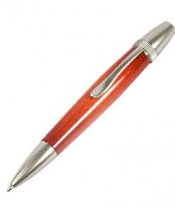 Handmade Ballpoint Pen made in Japan, Sunburst Painted Wood Pen Series, Type-P Candy colors, Curly Maple - Orange