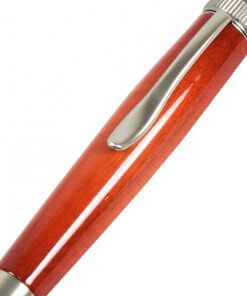 Handmade Ballpoint Pen made in Japan, Sunburst Painted Wood Pen Series, Type-P Candy colors, Curly Maple - Orange, details of pen body