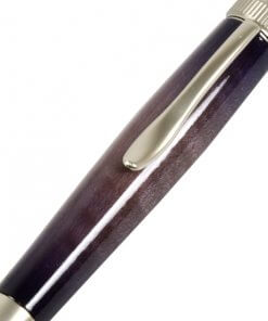Handmade Ballpoint Pen made in Japan, Sunburst Painted Wood Pen Series, Type-P Candy colors, Curly Maple - Purple, details of pen body