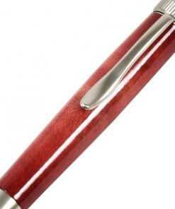 Handmade Ballpoint Pen made in Japan, Sunburst Painted Wood Pen Series, Type-P Candy colors, Curly Maple - Red, details of pen body