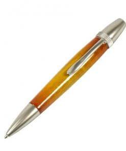 Handmade Ballpoint Pen made in Japan, Sunburst Painted Wood Pen Series, Type-P Candy colors, Curly Maple - Yellow