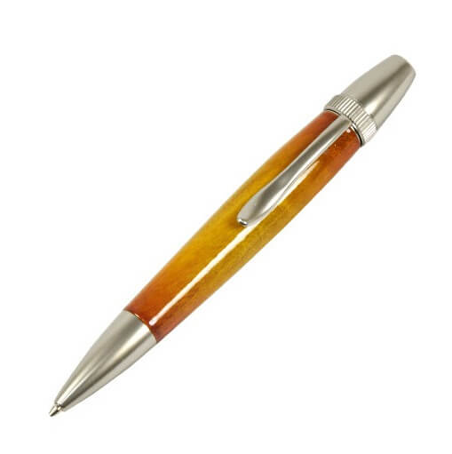 FST-TGT1611-YE-1 Handmade Ballpoint Pen made in Japan, Sunburst Painted Wood Pen Series, Type-P Candy colors, Curly Maple - Yellow