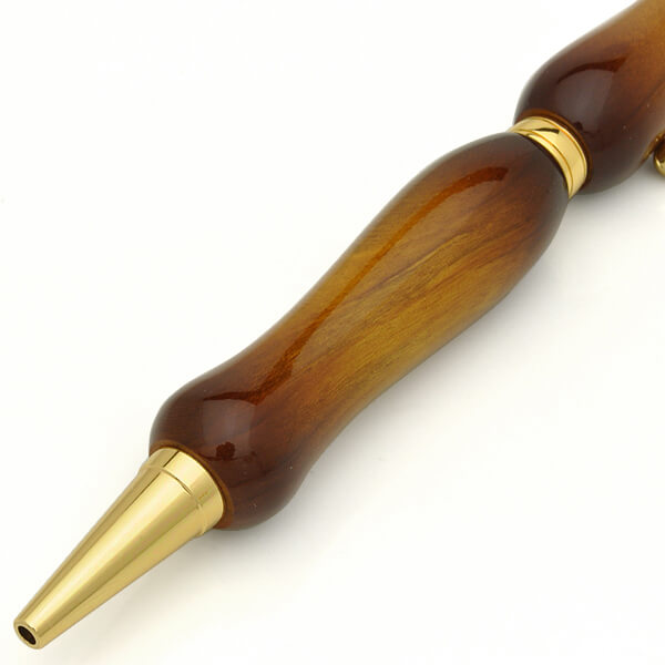 FST-TGT1620-BR-2 Handmade Ballpoint Pen made in Japan, Sunburst Painted Wood Pen Series, Wild Cherry, details of pen body