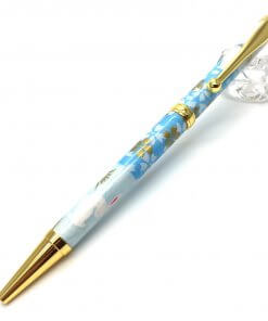 Handmade Ballpoint Pen made in Japan, Mino Washi Japanese paper series, Ichimatsu Blue