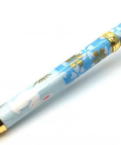 Handmade Ballpoint Pen made in Japan, Mino Washi Japanese paper series, Ichimatsu Blue, details of pen body