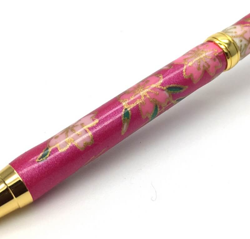 FST-TM-1602-PU-2 Handmade Ballpoint Pen made in Japan, Mino Washi Japanese paper series, Shidare Purple, details of pen body