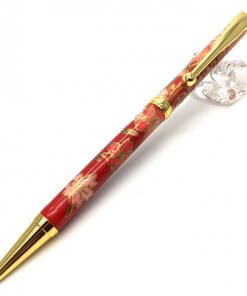 Handmade Ballpoint Pen made in Japan, Mino Washi Japanese paper series, Shidare Red