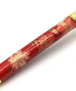 Handmade Ballpoint Pen made in Japan, Mino Washi Japanese paper series, Shidare Red, details of pen body
