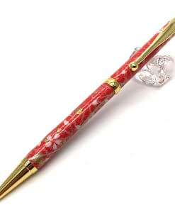 Handmade Ballpoint Pen made in Japan, Mino Washi Japanese paper series, Sakura Red