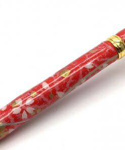 Handmade Ballpoint Pen made in Japan, Mino Washi Japanese paper series, Sakura Red, details of pen body