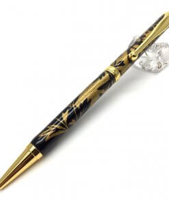 Handmade Ballpoint Pen made in Japan, Mino Washi Japanese paper series, Nanakusa Black