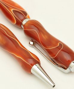 Handmade Ballpoint Pen made in Japan, Acrylic Jewel Series, bloody orange, details