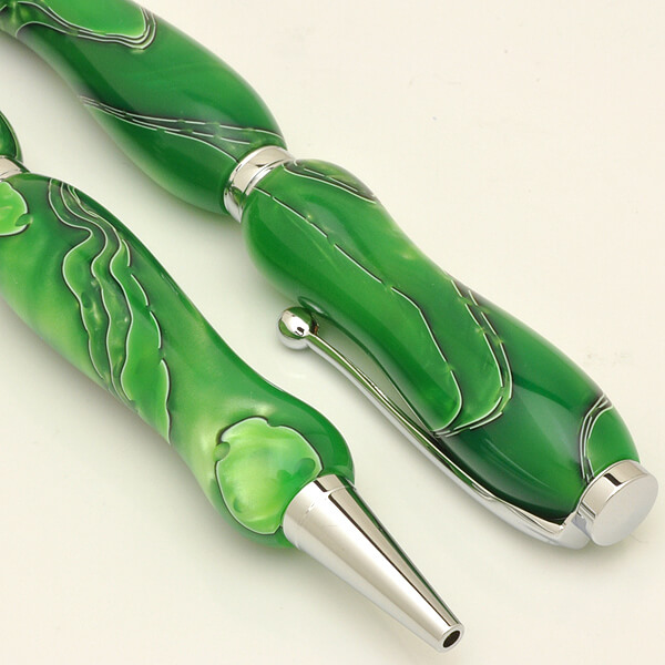 FST-TMA1600-LG-2 Handmade Ballpoint Pen made in Japan, Acrylic Jewel Series, Lake Green, details