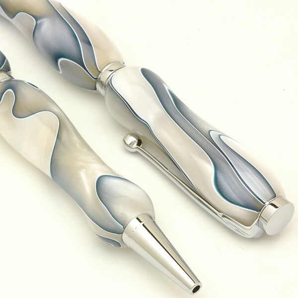 FST-TMA1600-PW-2 Handmade Ballpoint Pen made in Japan, Acrylic Jewel Series, Pearl White, details