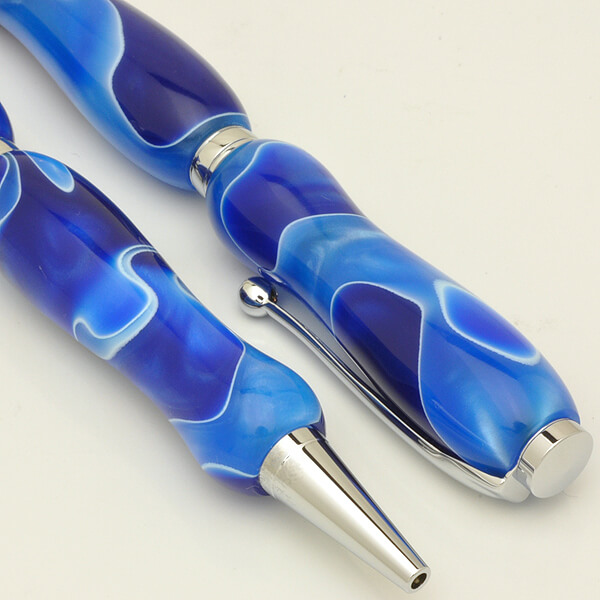 FST-TMA1600-SB-2 Handmade Ballpoint Pen made in Japan, Acrylic Jewel Series, Sea Blue, details