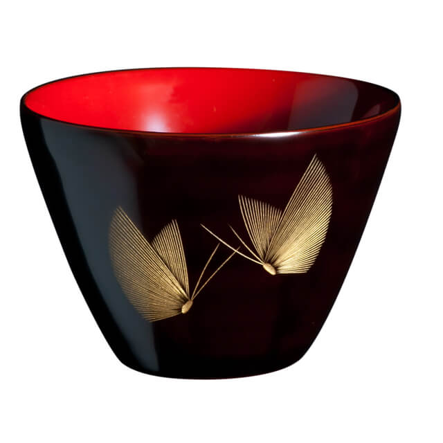 JSK-TK-C001-1 japanese lacquerware for sale, urushi sake cup series, butterflies are drawn black cup