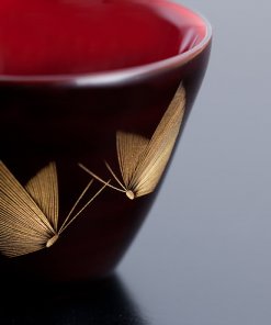 japanese lacquerware for sale, urushi sake cup series, butterflies are drawn black cup