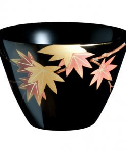 japanese lacquerware for sale, urushi sake cup series, japanese maple leaves drawn black cup