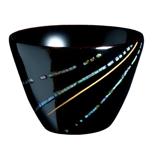 JSK-TK-R003-1 japanese lacquerware for sale, urushi sake cup series, mother-of-pearl crafts on black lacquer cup
