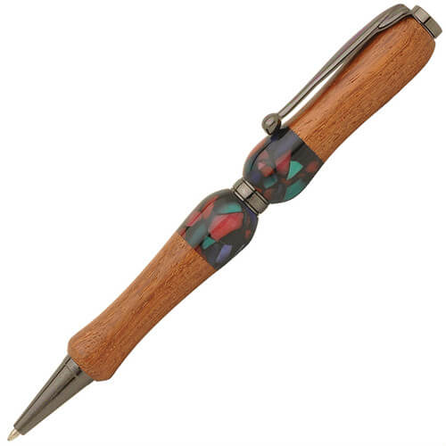 TWD1603-KBK-1 Handmade Ballpoint Pen made in Japan, Acrylic & Wood Series, Black Chinese Quince