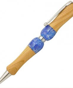 Handmade Ballpoint Pen made in Japan, Acrylic & Wood Series, blue zelkova