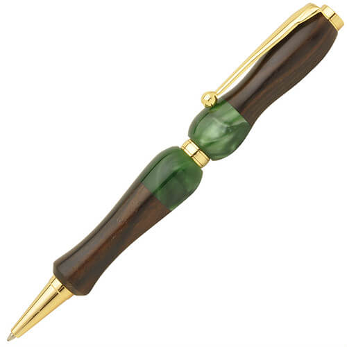 TWD1603-KGR-1 Handmade Ballpoint Pen made in Japan, Acrylic & Wood Series, Ebony