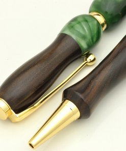 Handmade Ballpoint Pen made in Japan, Acrylic & Wood Series, Ebony, details of body