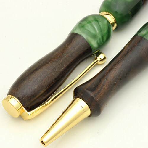 TWD1603-KGR-2 Handmade Ballpoint Pen made in Japan, Acrylic & Wood Series, Ebony, details of body