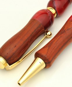 Handmade Ballpoint Pen made in Japan, Acrylic & Wood Series, Padauk, details of body