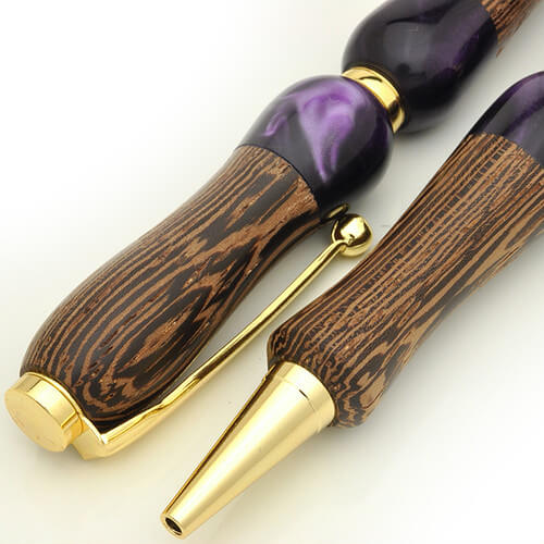 TWD1603-WPP-2 Handmade Ballpoint Pen made in Japan, Acrylic & Wood Series, Wenge, details of body