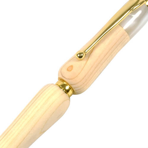 TWD1700-WT-2 Handmade Ballpoint Pen made in Japan, Hida Tree Series, Tonoh Cypress, zooming up to body